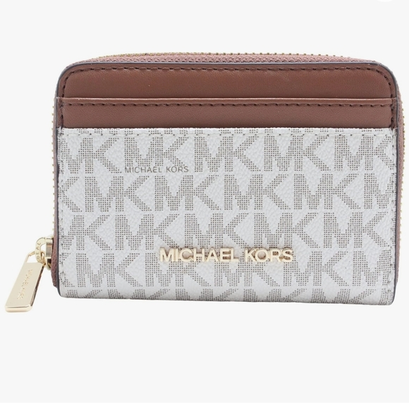 Michael Kors Jet Set Travel Medium Zip Around Card Case Wallet, Vanilla